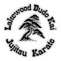 Bonsai tree with the words Lakewood Budo Kai, Jujitsu, and Karate circling it